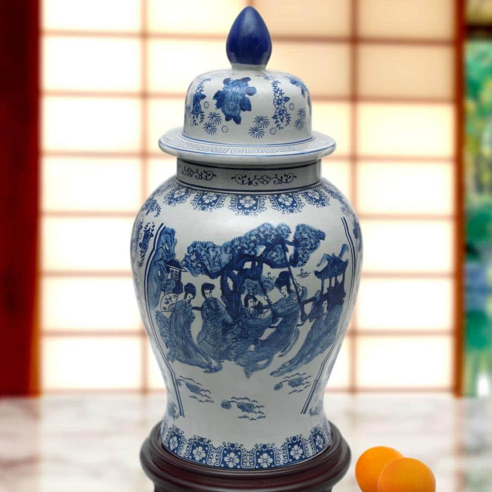 32" Porcelain Temple Jar