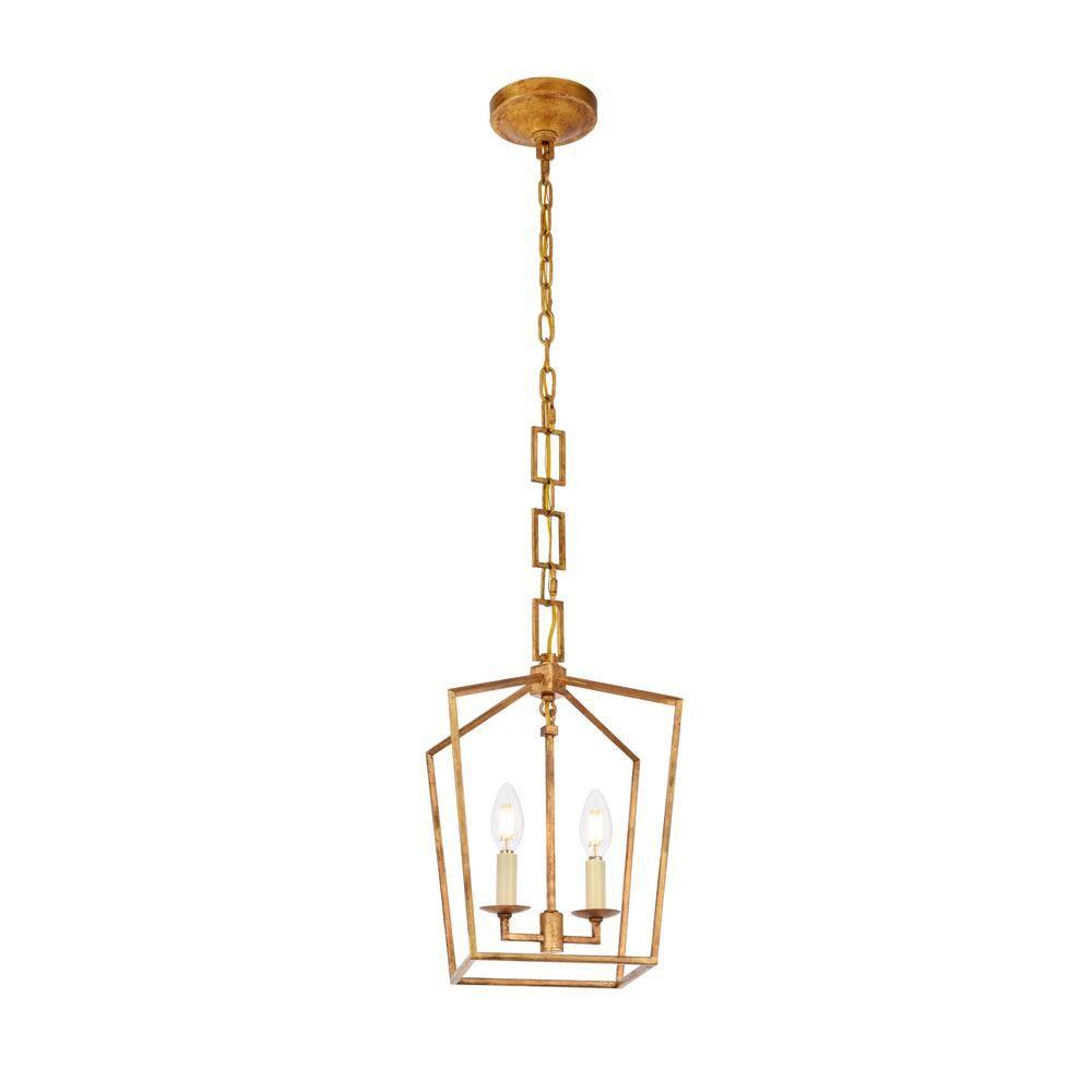 Elegant Lighting Denmark 2 light Golden Iron Pendant