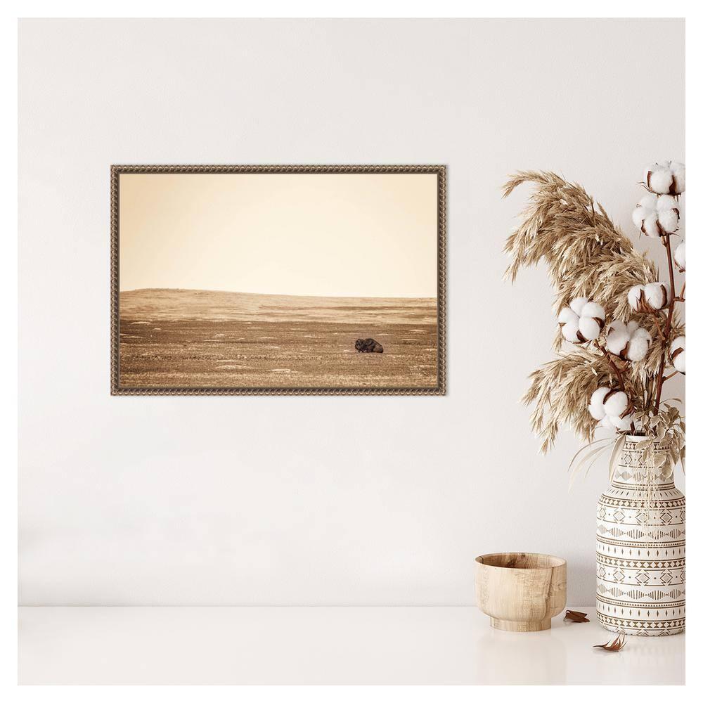 Amanti Art Badlands Bison Sepia by Nathan Larson Canvas Wall Art Print Framed 23 x 16-in.