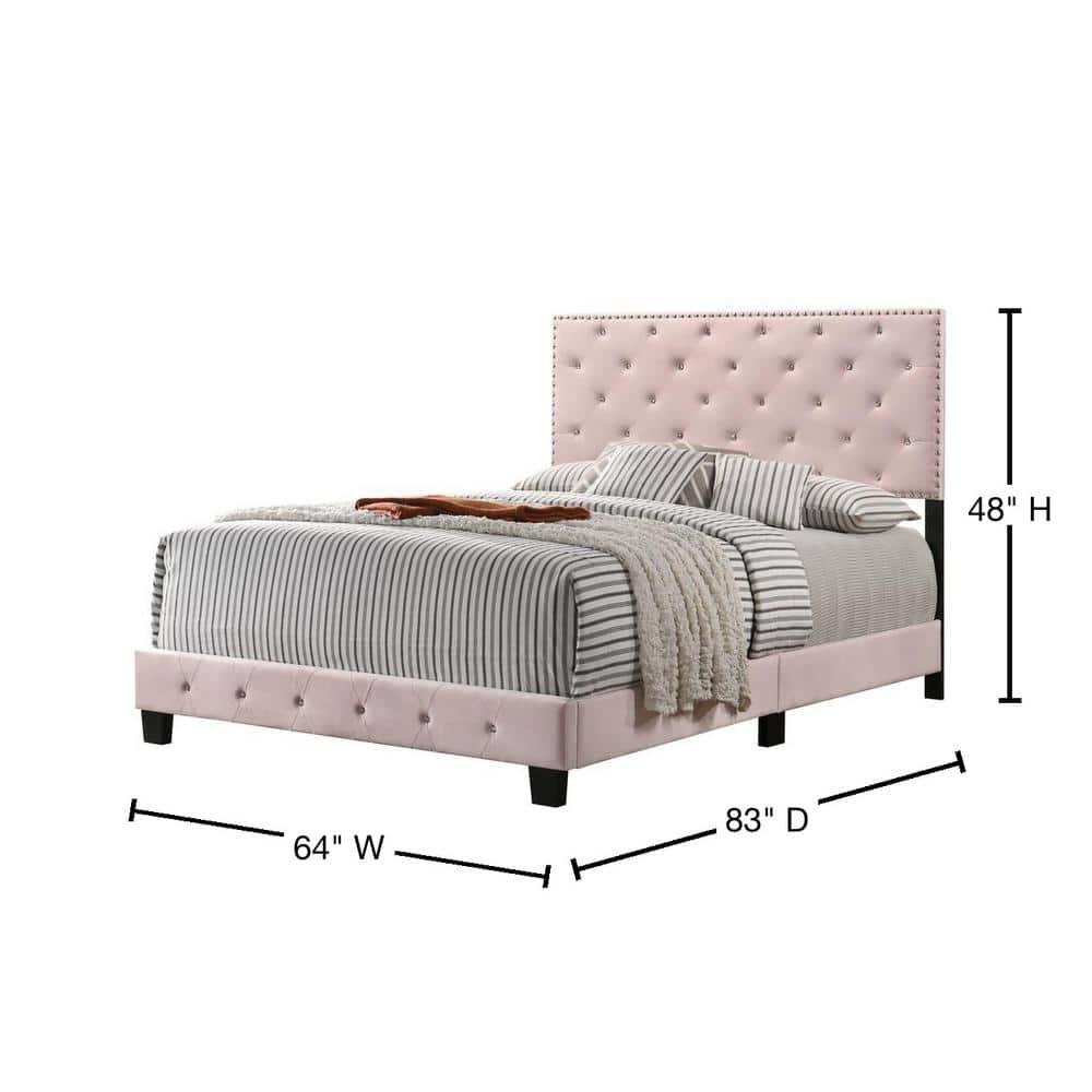 Passion Furniture Suffolk Pink Queen Panel Bed