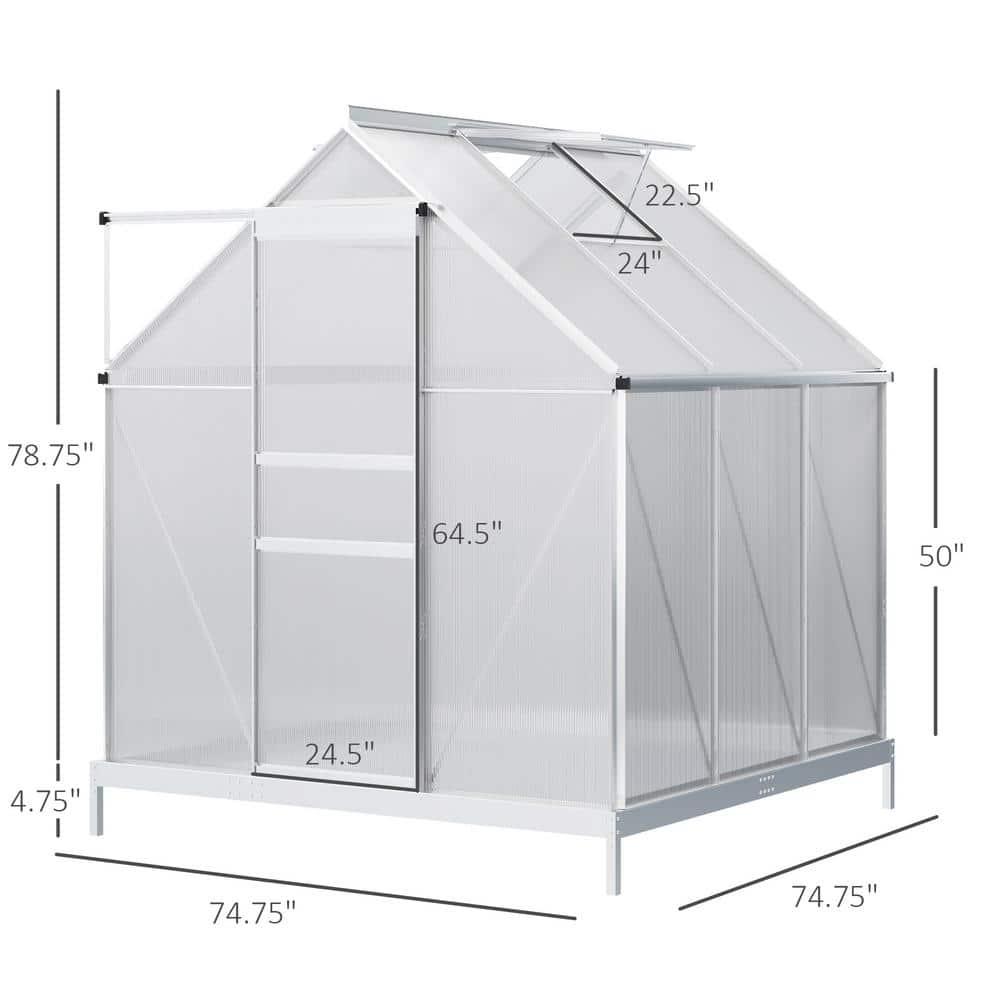 Outsunny 74.4" W x 6' D Greenhouse