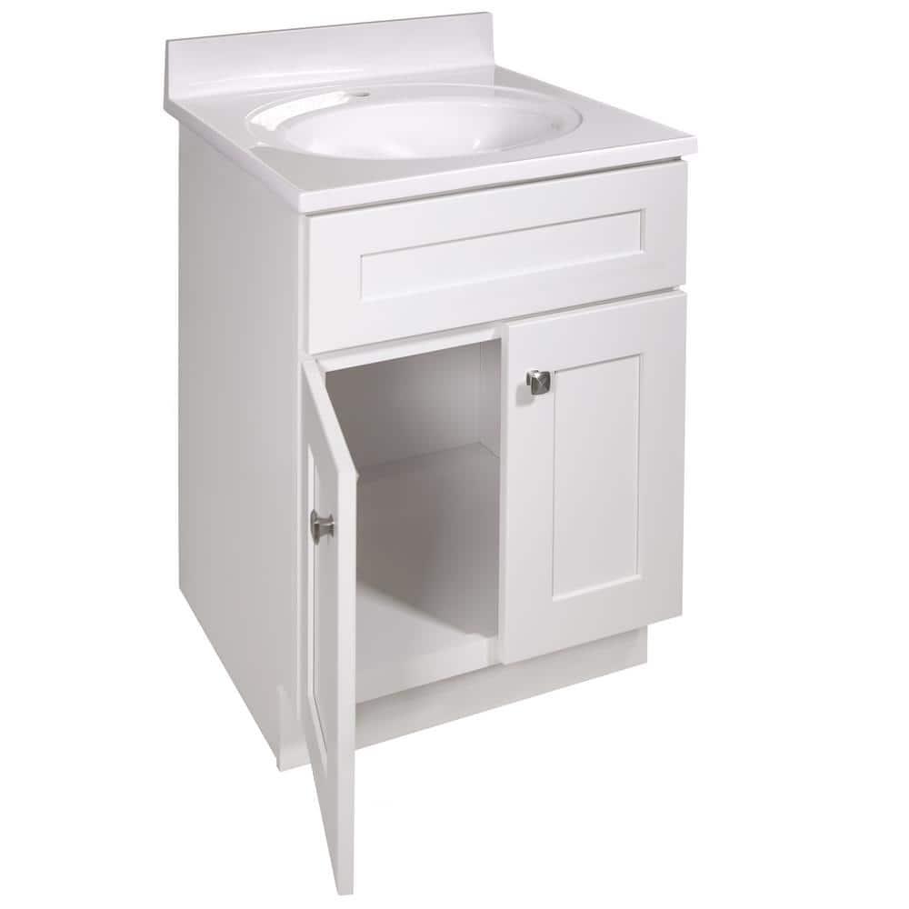 Design House Brookings 25 Inch Bathroom Vanity with Cultured Marble Top, Assembled, Sherwin Williams® Gray – Design House, 215541