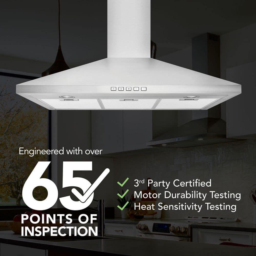 Broan-NuTone BWP1364SS Pyramidal Range LED Lighting Convertiable Wall-Mount Kitchen Chimney Vent Hood, 36-Inch, Stainless Steel