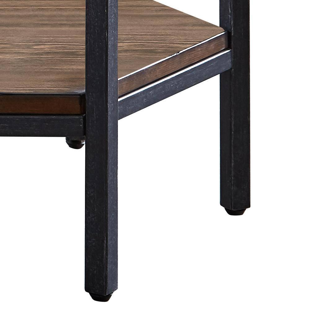 Ultimo Hexagon End Table Metal Brown - Steve Silver Co.: Adjustable Height, Wood Top, Dry Dust Care