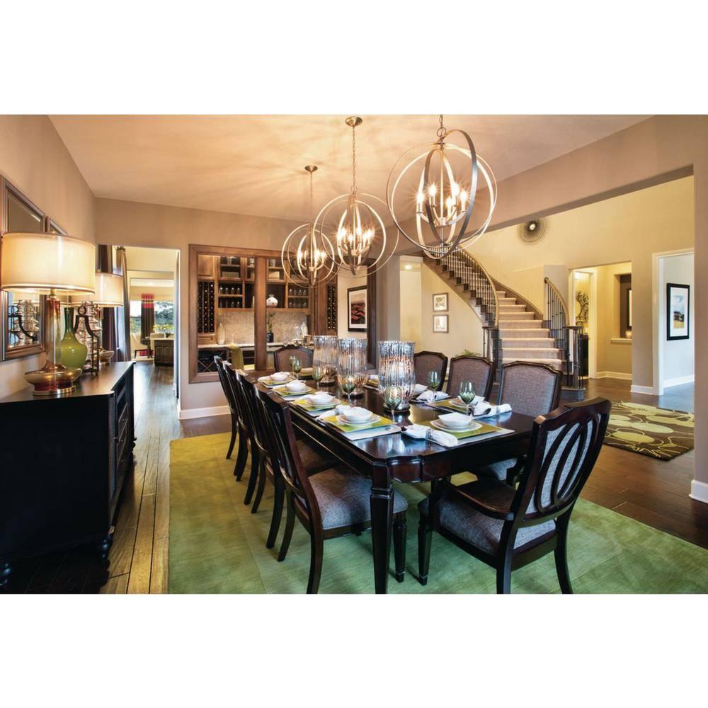Progress Lighting Equinox 6-Light Chandelier Pendant, Steel, Burnished Silver, No Shade