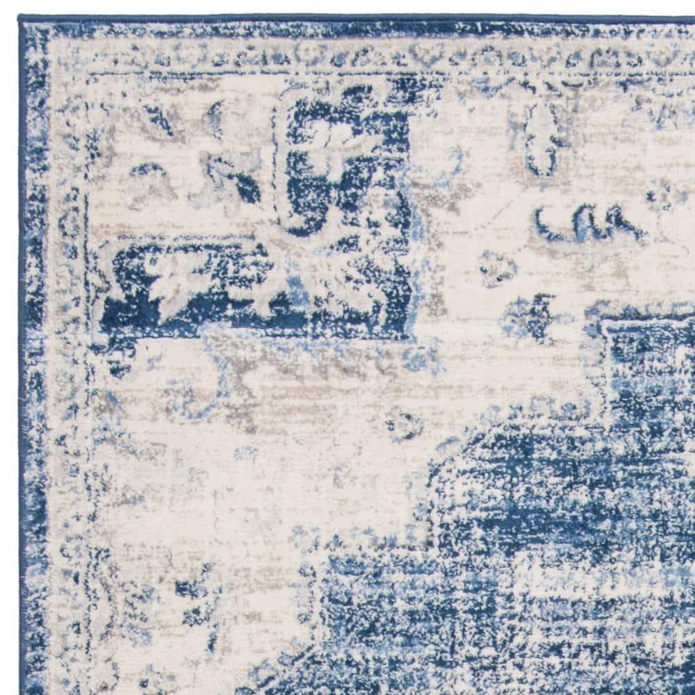 Brentwood BNT865 Power Loomed Indoor Area Rug - Ivory/Navy - 6'x9' - Safavieh