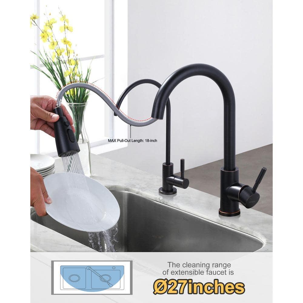 ARCORA ARCORA Stainless Steel Pull-Down Kitchen Faucet and Water Filter Faucet Combo AR7100301RB-L