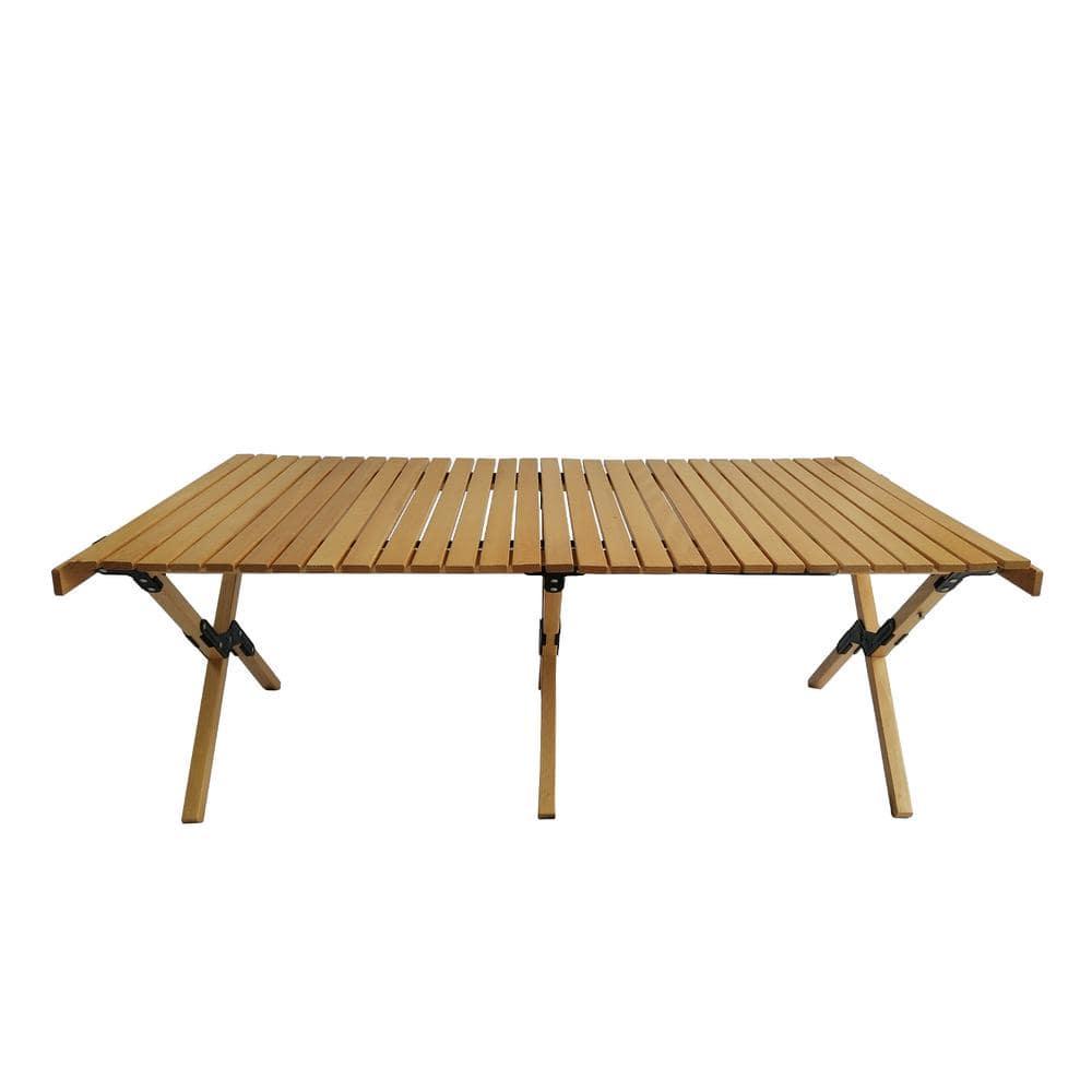 Multi-Function Wooden Foldable Portable Patio Dining Table, Naturalindoor And Outdoor Universal ,Natural