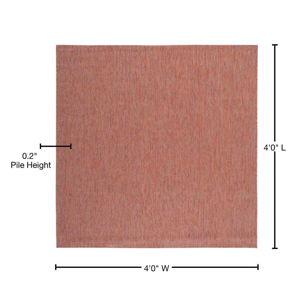 Beach House BHS218 POWER LOOMED Indoor/Outdoor Area Rug - Rust - 4'x4' - Safavieh
