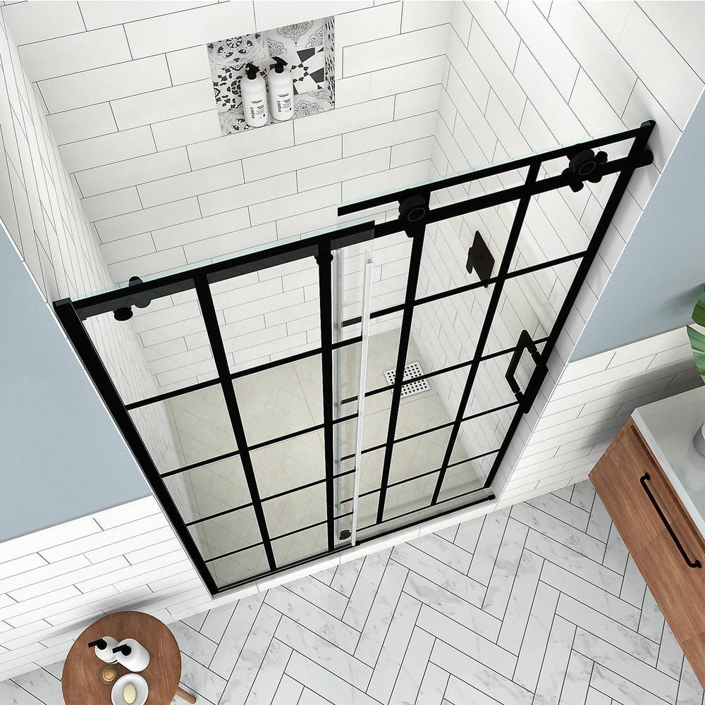 Aston SDR984WFS4880R Kamaya XL 44-48" W x 80" H Single Sliding Frameless with StarCast by EnduroShield