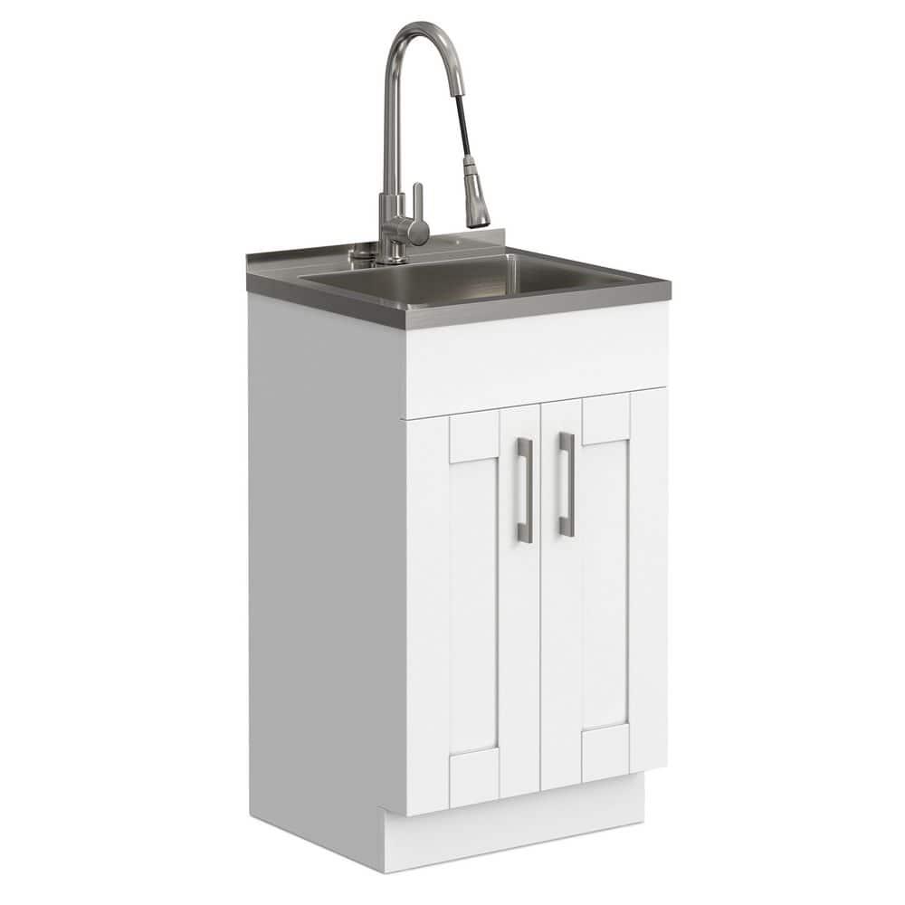 Modern Wide Shaker All-In-One 20-inch Laundry Utility Sink and Cabinet