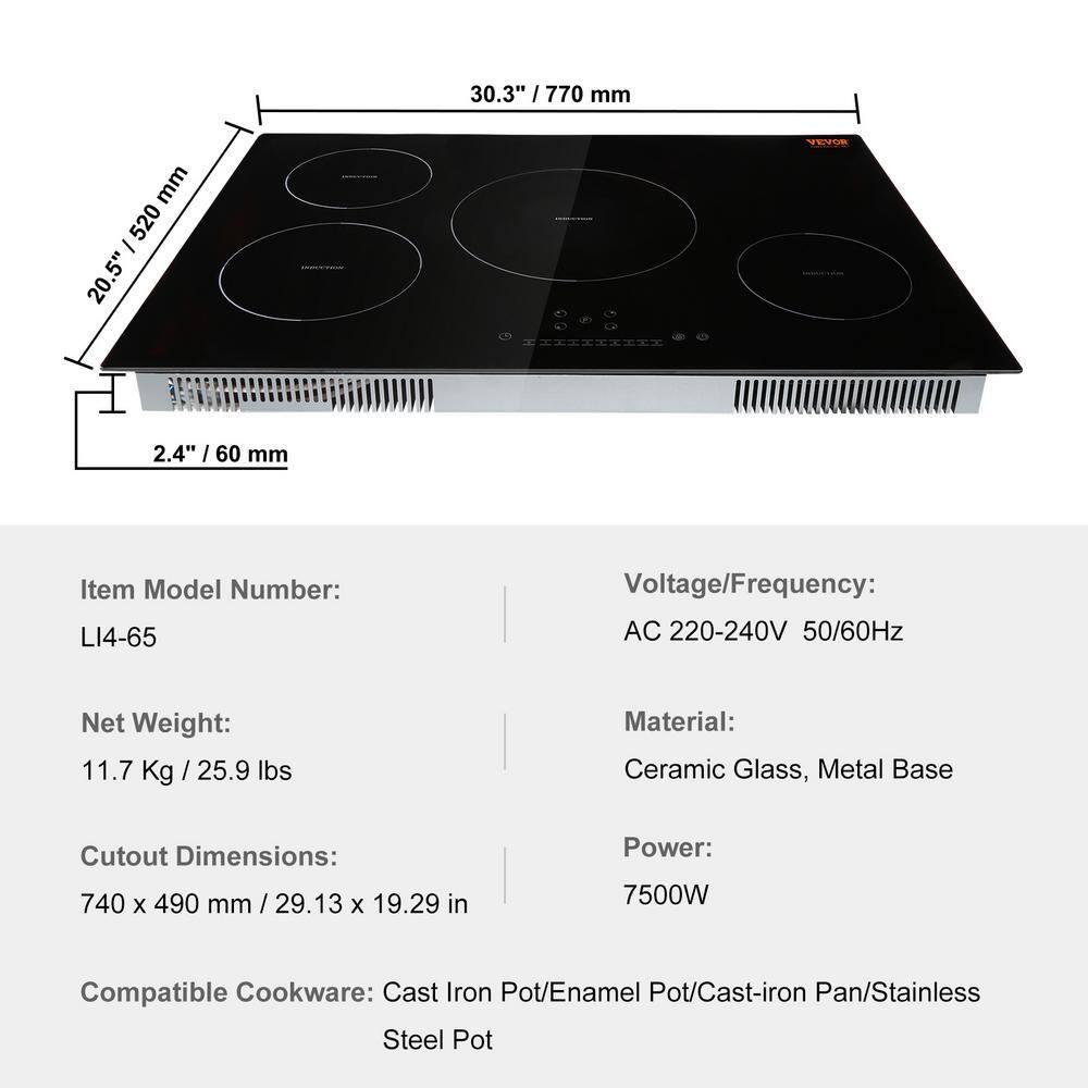 VEVOR 30" 4 Burner Induction Cooktop