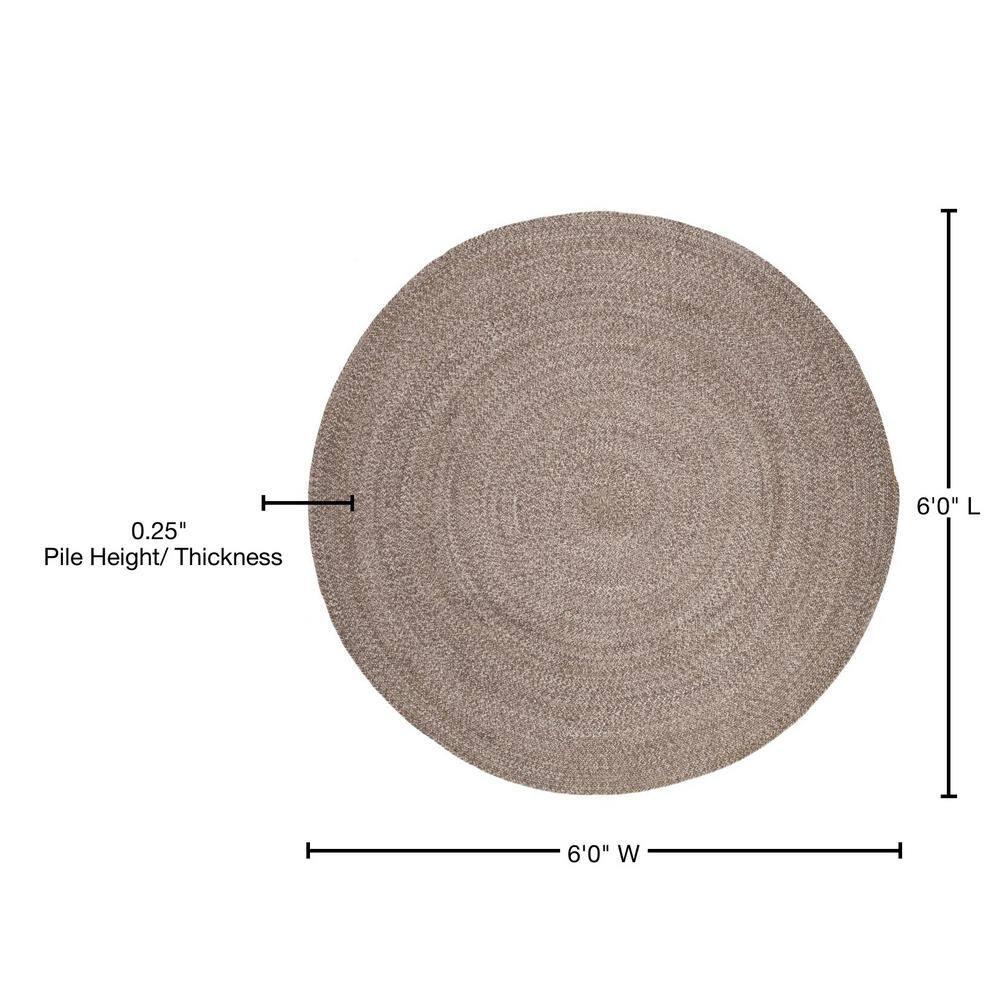 Braided BRD256 Hand Woven Indoor Area Rug - Ivory/Beige - 6' Round - Safavieh