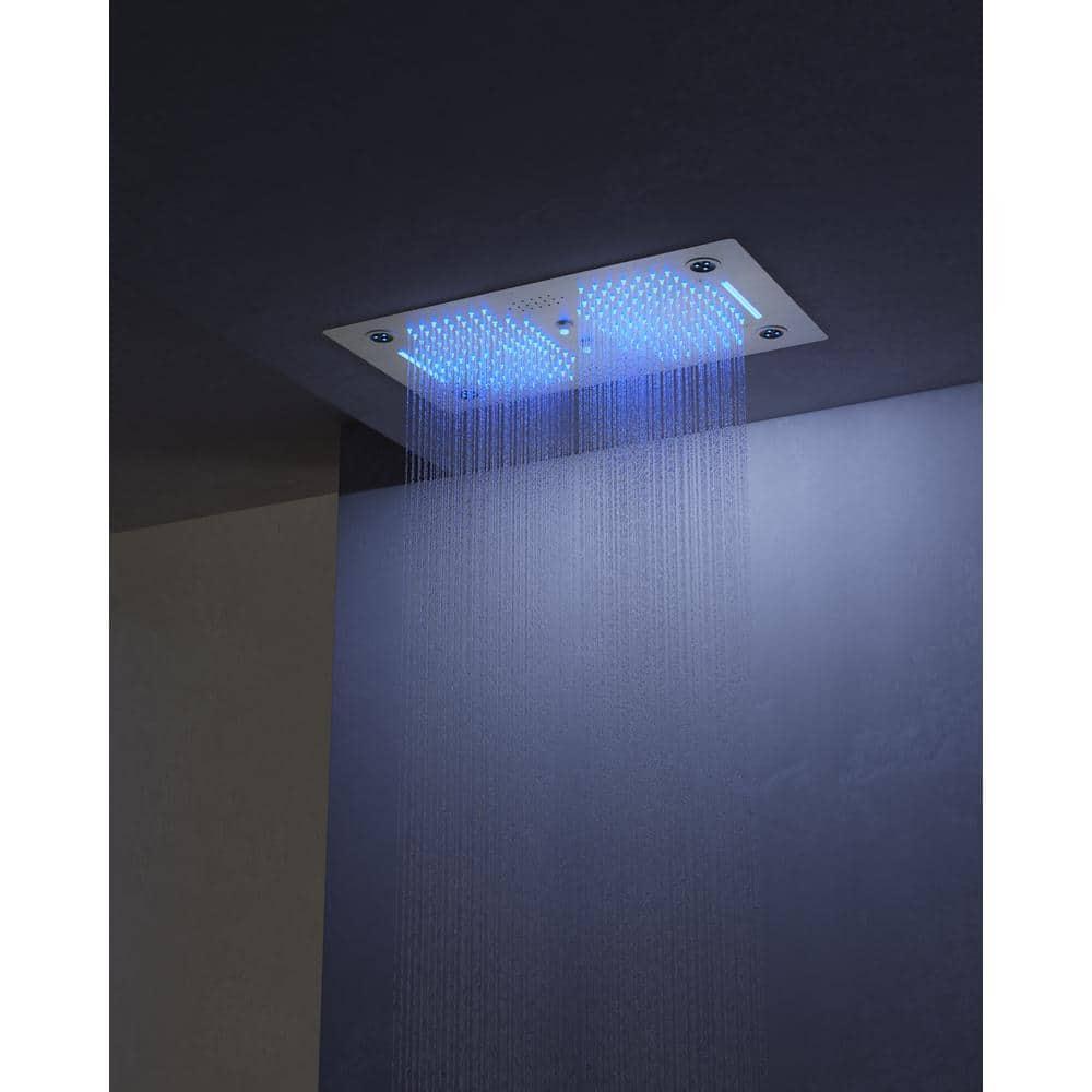 EVERSTEIN 12 in. Dual Rain Shower Heads System, 1.8 GPM Muti Spray Patterns Wall & Celling Mounted Shower Head with Handheld Shower Sparyer, Side Jets & Knob Valve Body, Brushed Nickel