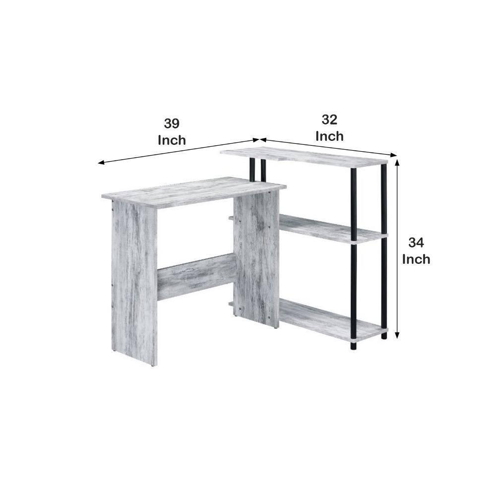 Valo L-Shaped Solid Wood Top Metal Base Writing Desk