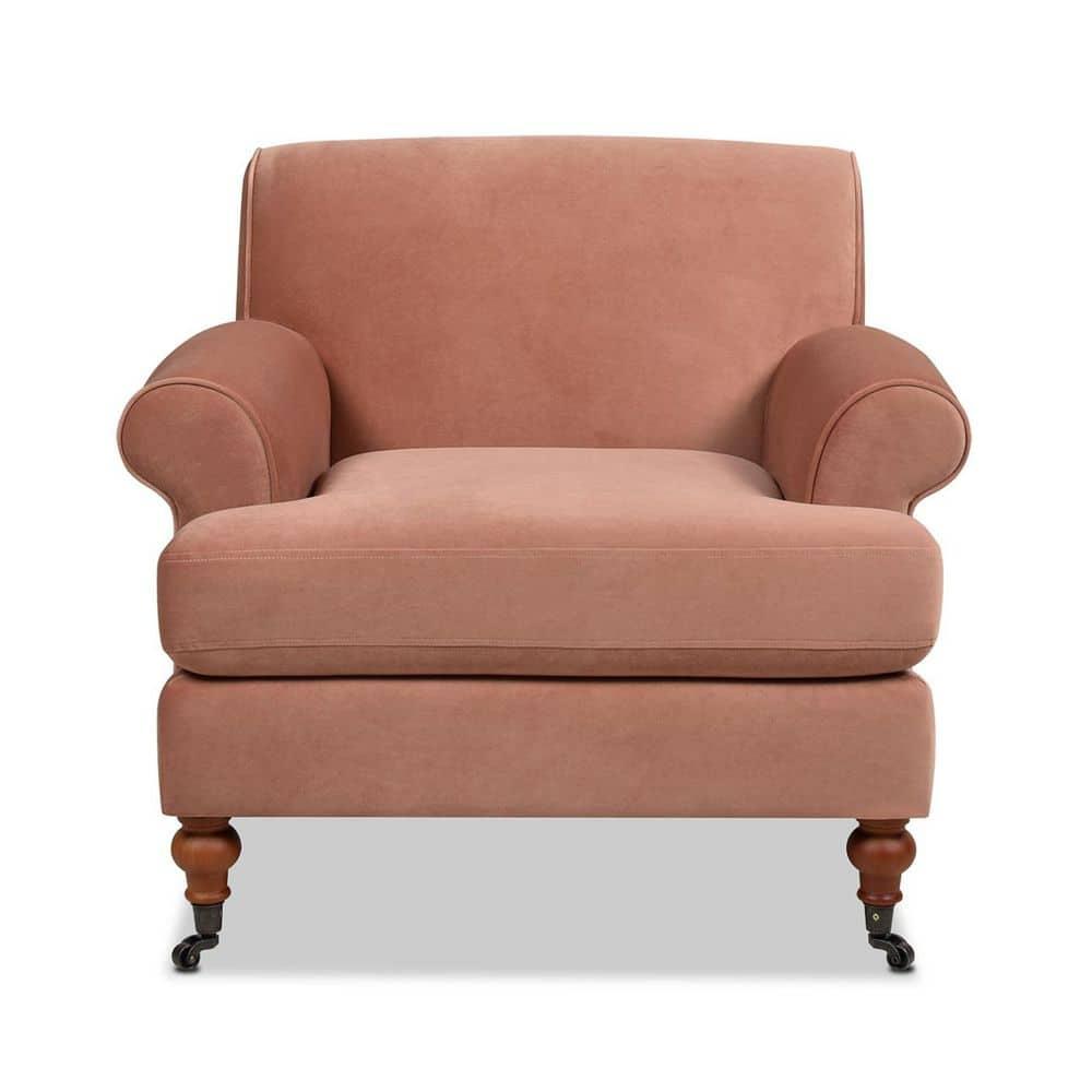 Jennifer Taylor Home Alana 38" Lawson Large Living Room Accent Arm Chair with Metal Casters, Peach Orange