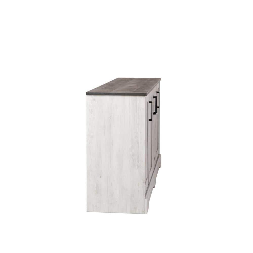 Prepac Rustic Ridge 4 Door Console Table with Storage, Washed White Storage Cabinet with Doors and Shelves, Sideboard Storage Cabinet 66" W x 31.75" H x 16" D, ACBG-1620-1