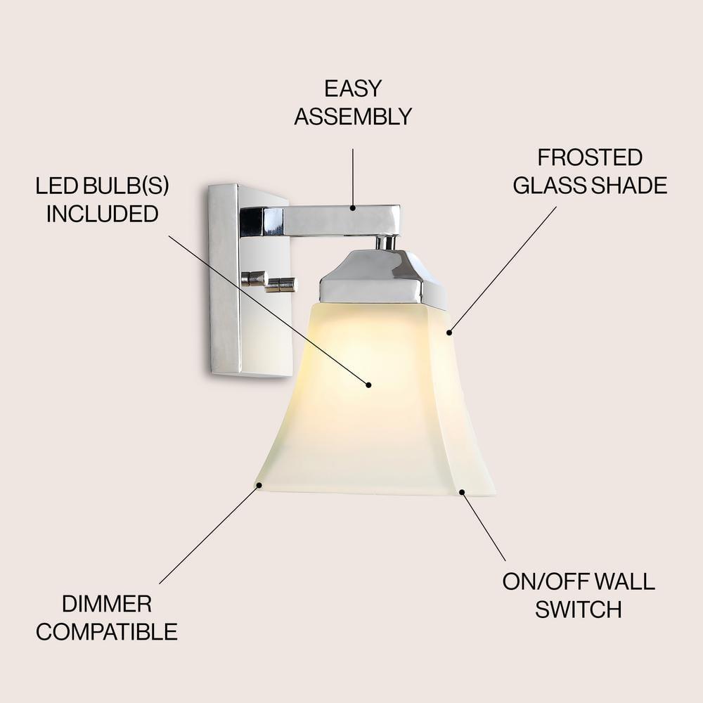 Staunton Chrome Polished 7.75" LED Vanity Light with Frosted Glass Shade