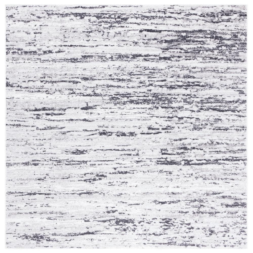 Amelia 700 ALA768 Machine Made Loomed Area Rug - Light Grey/Charcoal - 5'-3" X 5'-3"  Square - Safavieh