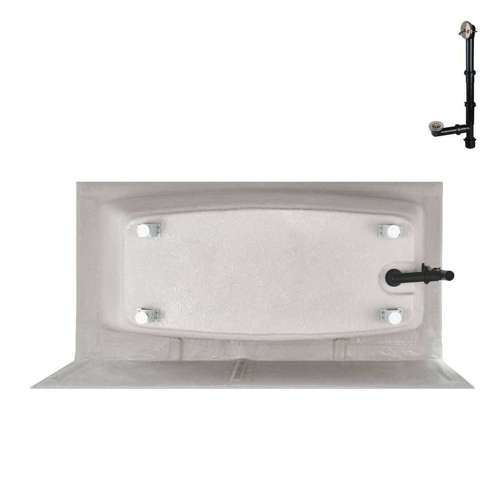 Streamline 60 in. x 30 in. Acrylic Left-Hand Drain Alcove Bathtub in Glossy White With External Drain