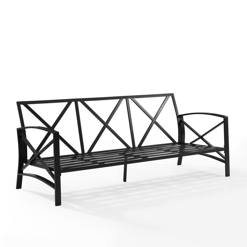 Kaplan Outdoor Metal Sofa Oil Rubbed Bronze with Oatmeal Cushions - Crosley: Steel Frame, UV-Resistant, 3-Seater
