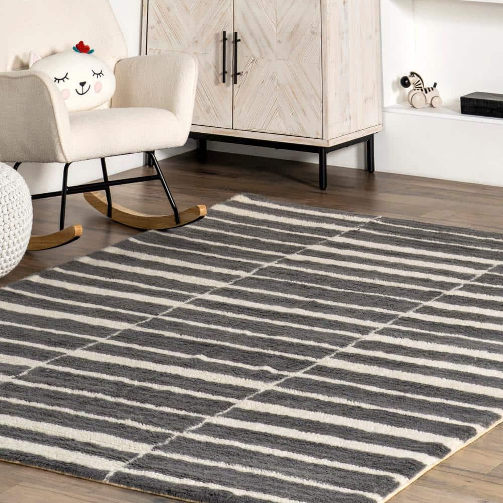 Nuloom Vlad Machine Washable Wool Area Rug, 5' x 8', Grey