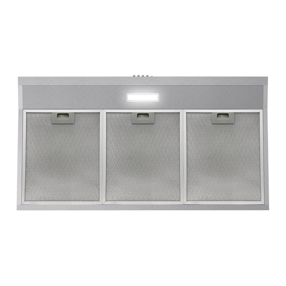 Streamline 36 In. T-10189-1-CL Grosetto Convertible Undermount 80 CFM Range Hood In Brushed Stainless Steel With Mesh Filters, Push Button Control, LED Light