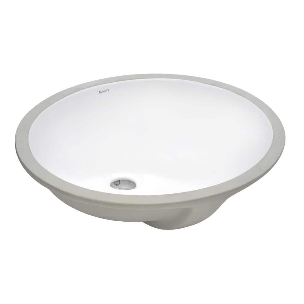 Ruvati Rvb0618 Krona 18-1/2" Oval Porcelain Undermount Bathroom Sink - White