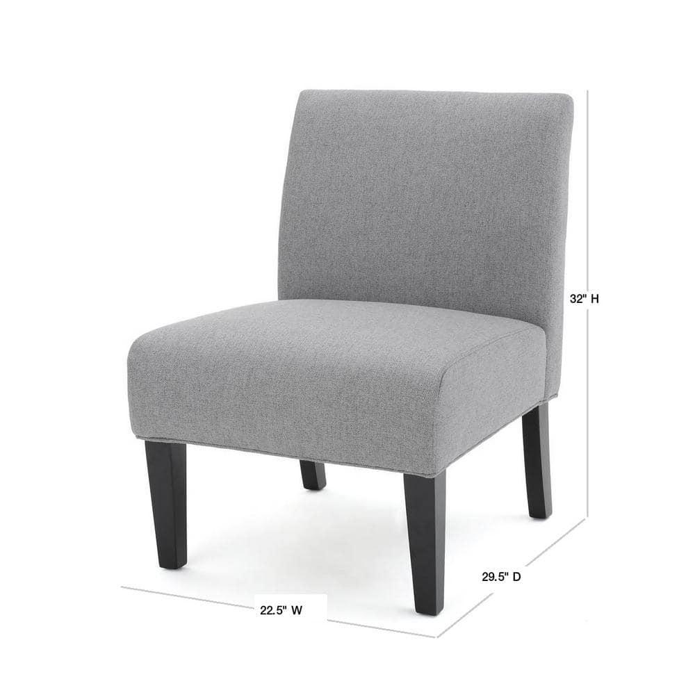 Modern Gray Fabric Armless Slipper Accent Chair with Wood Frame