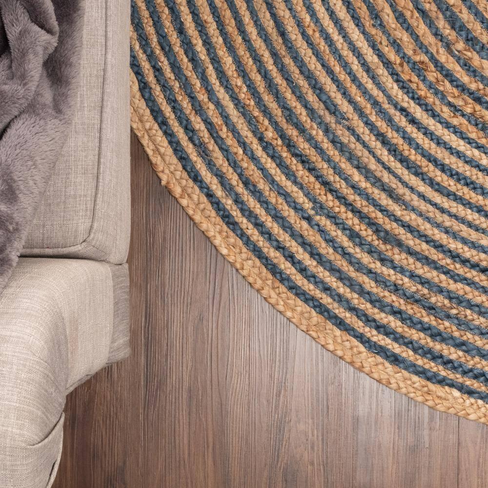 Superior Braided Jute Handwoven Indoor Outdoor Area Rug, 8' Round, Navy Blue