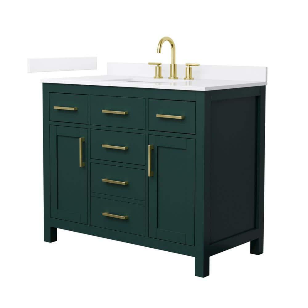 Wyndham Collection Beckett 42" Freestanding Single Bathroom Vanity with Quartz Top