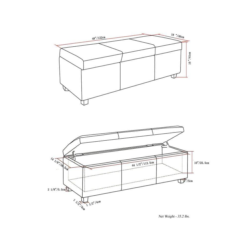Simpli Home Avalon Storage Ottoman Bench,Assembled