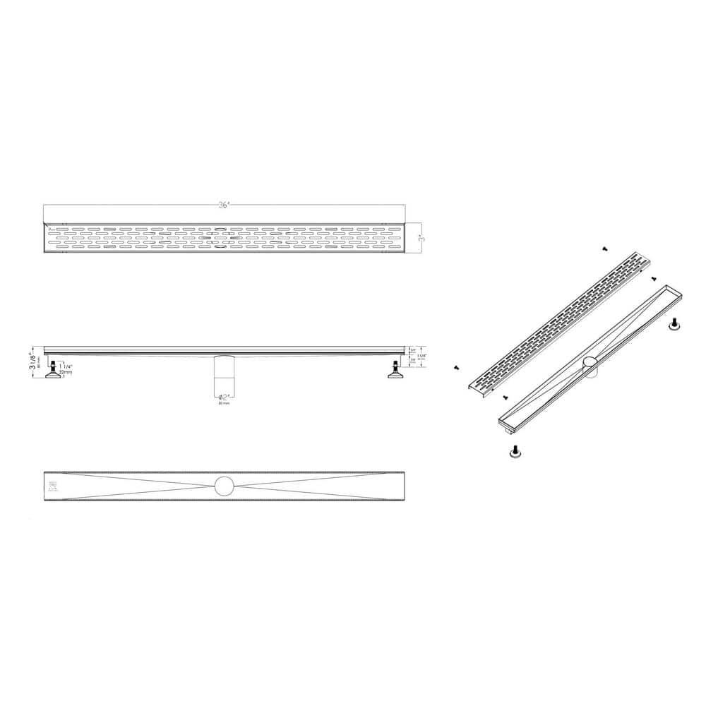 Alfi Brand ABLD36C-BM 36'' W Linear Grid