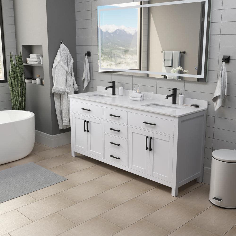 Beckett 72" Freestanding Double Bathroom Vanity with Cultured Marble Top