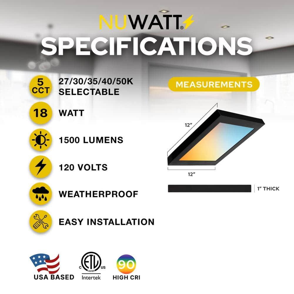 NUWATT NUWATT 4 Pack 1x4 LED Drop Ceiling Flat Panel Troffer Light, Wattage & Color Selectable 40W/30W/20W, CCT 3000K/3500K/4000K/5000K/6500K, 4400LM, 0-10V Dimmable Backlit Fixture, 120V-277V, ETL Listed
