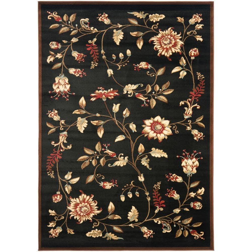 Lyndhurst LNH552 Power Loomed Area Rug - Black/Multi - 5'3"x7'6" - Safavieh