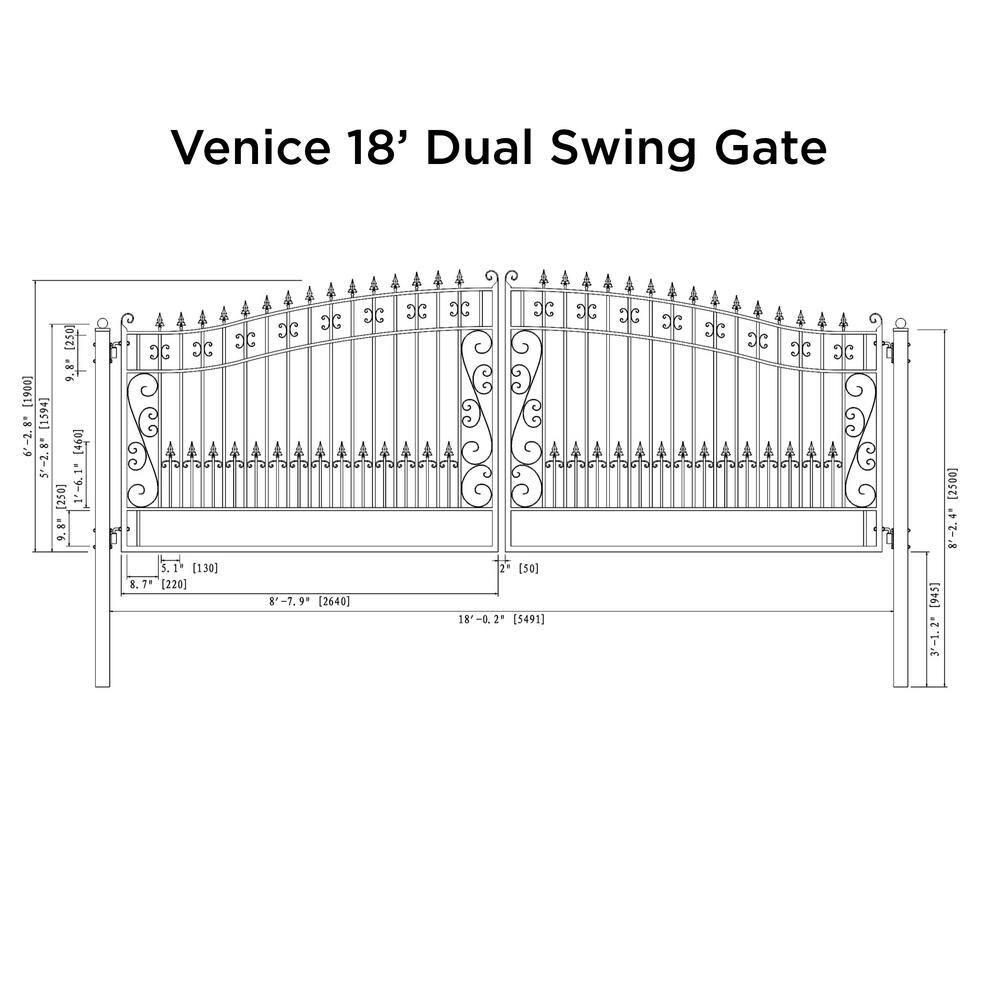 ALEKO Steel Dual Swing Driveway Gate - VENICE Style