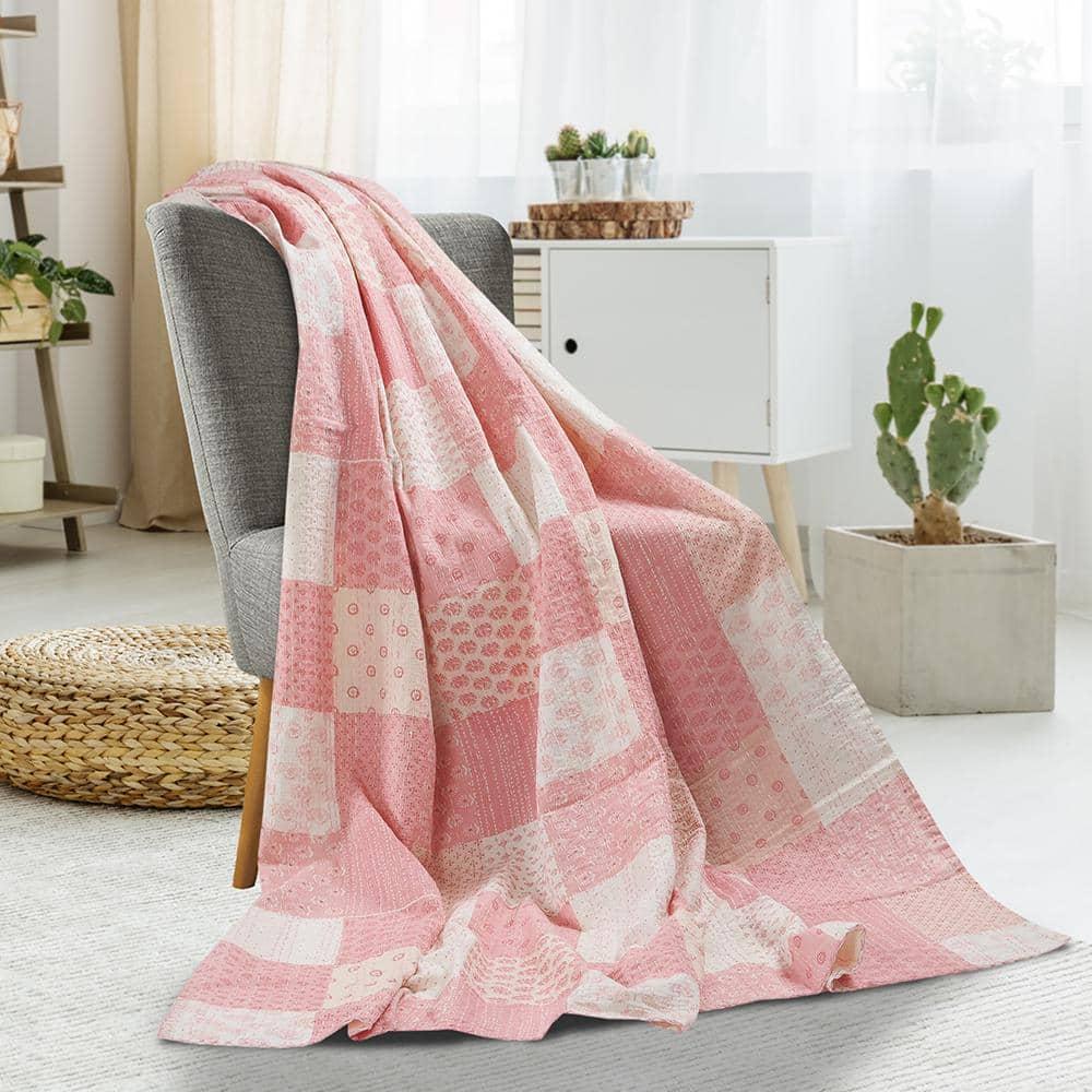 Rajani Home Advika Handmade Kantha Cotton Throw Blanket