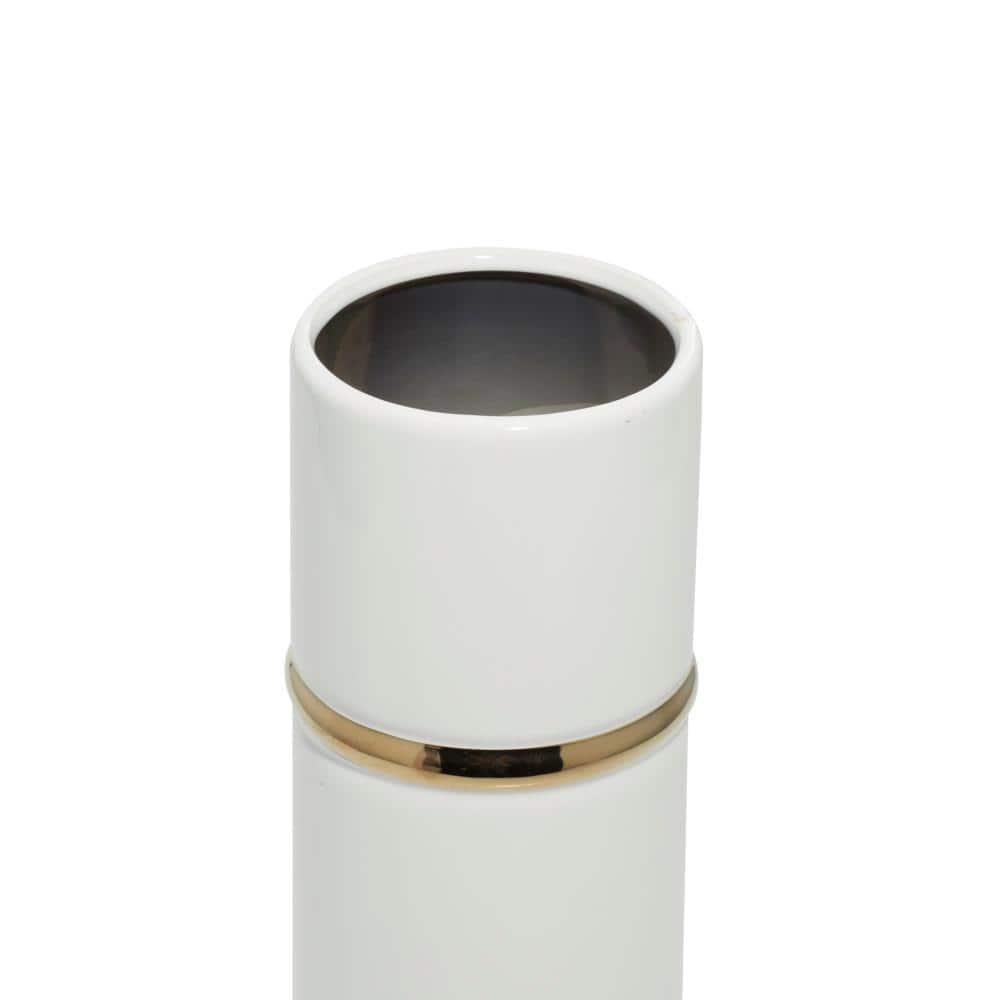 Set of 3 Modern Cylindrical Ceramic Vases White - Olivia & May