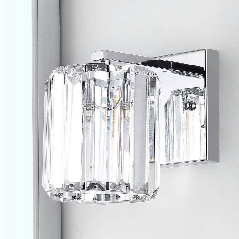 Coco Prism Vintage 4.75" 1-Light Metal/Glass Classic Glam LED Vanity Light, Chrome