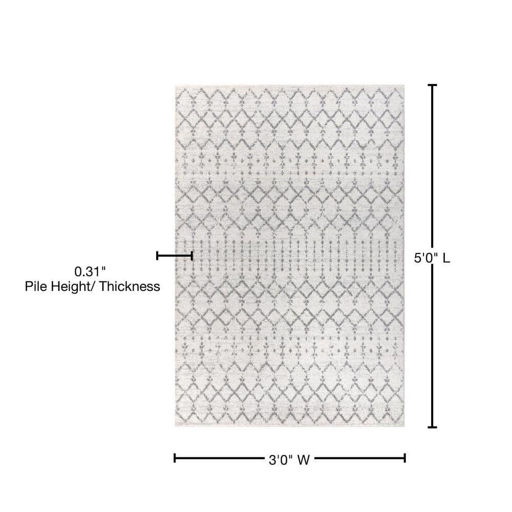 JONATHAN Y Moroccan inspired HYPE Boho Vintage Diamond Cream/Gray 3 ft. x 5 ft. Area Rug