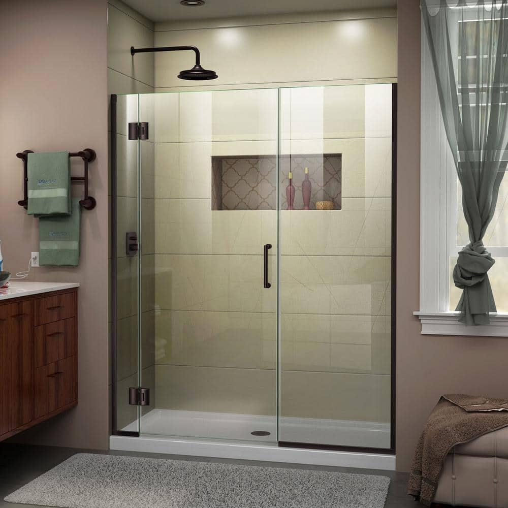 Unidoor-X 55.5" W x 72" H Frameless Shower Door with Fixed Panel