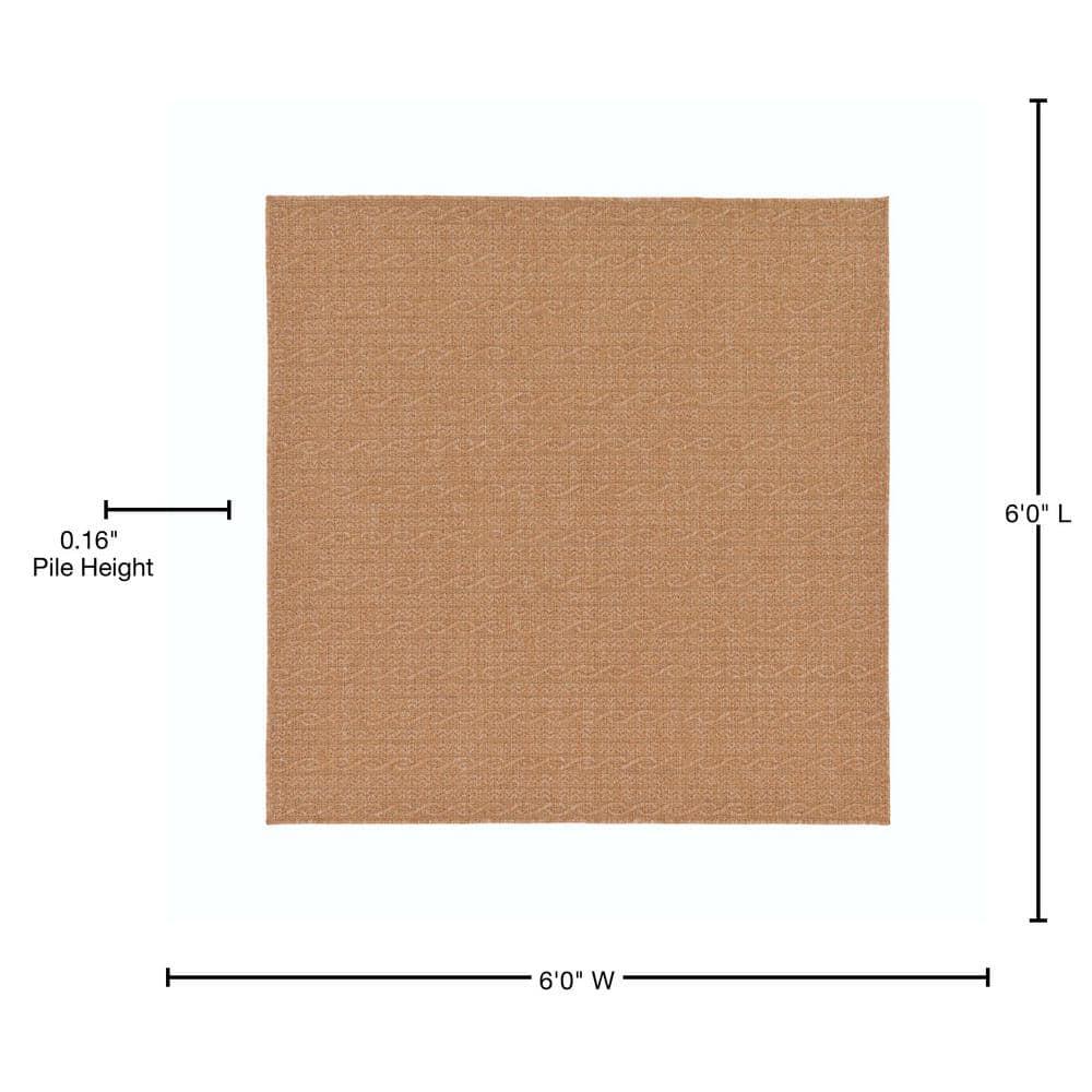 Unique Loom 6' 1 x 6' 1 Square Light Brown Outdoor Modern Links Area Rug