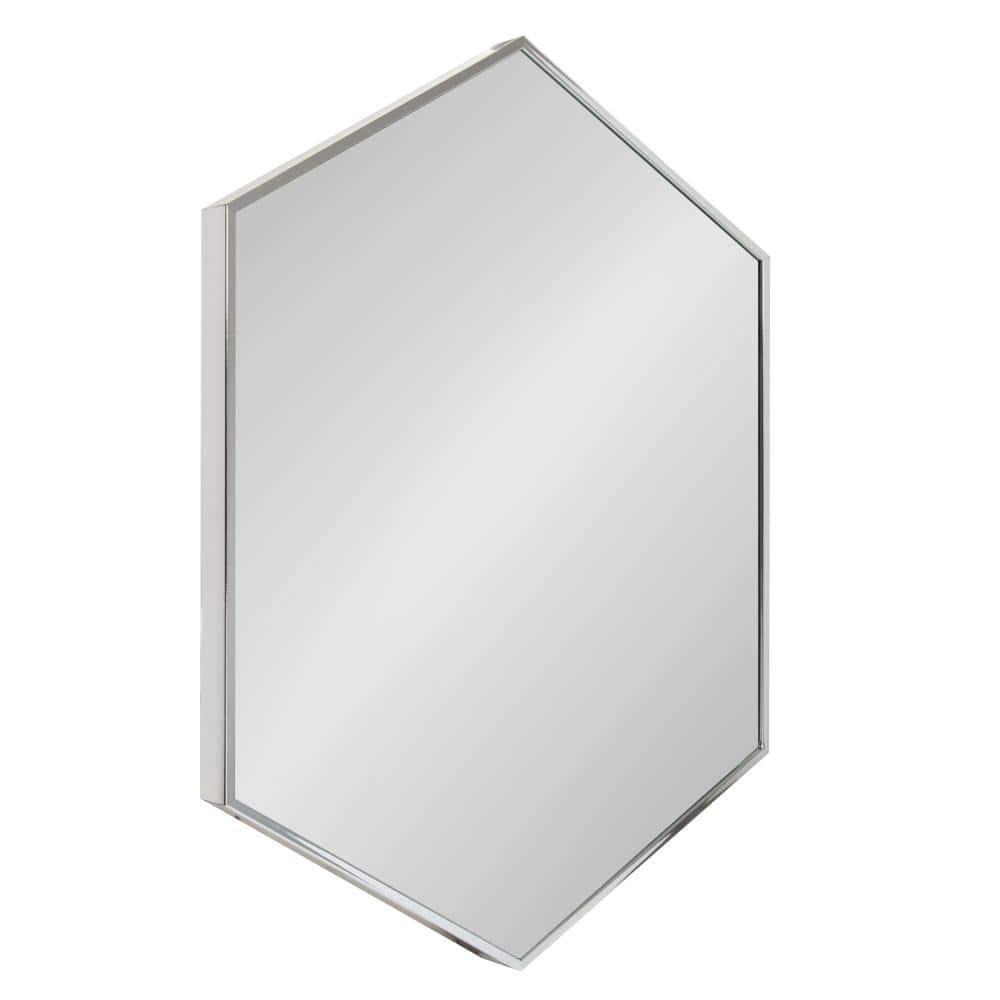 Kate and Laurel Rhodes Modern Hexagon Wall Mirror, 22 x 31, Silver, Decorative Geometric Hexagon MIrror with Chrome Finish for Elegant Contemporary Wall Decor