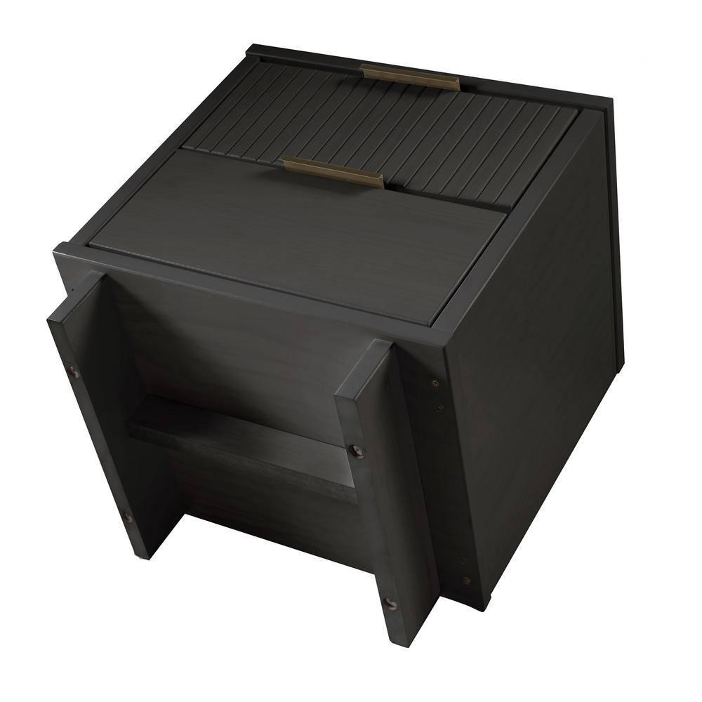 Manhattan Comfort Granville Engineered Wood Nightstand 2.0 in Dark Gray