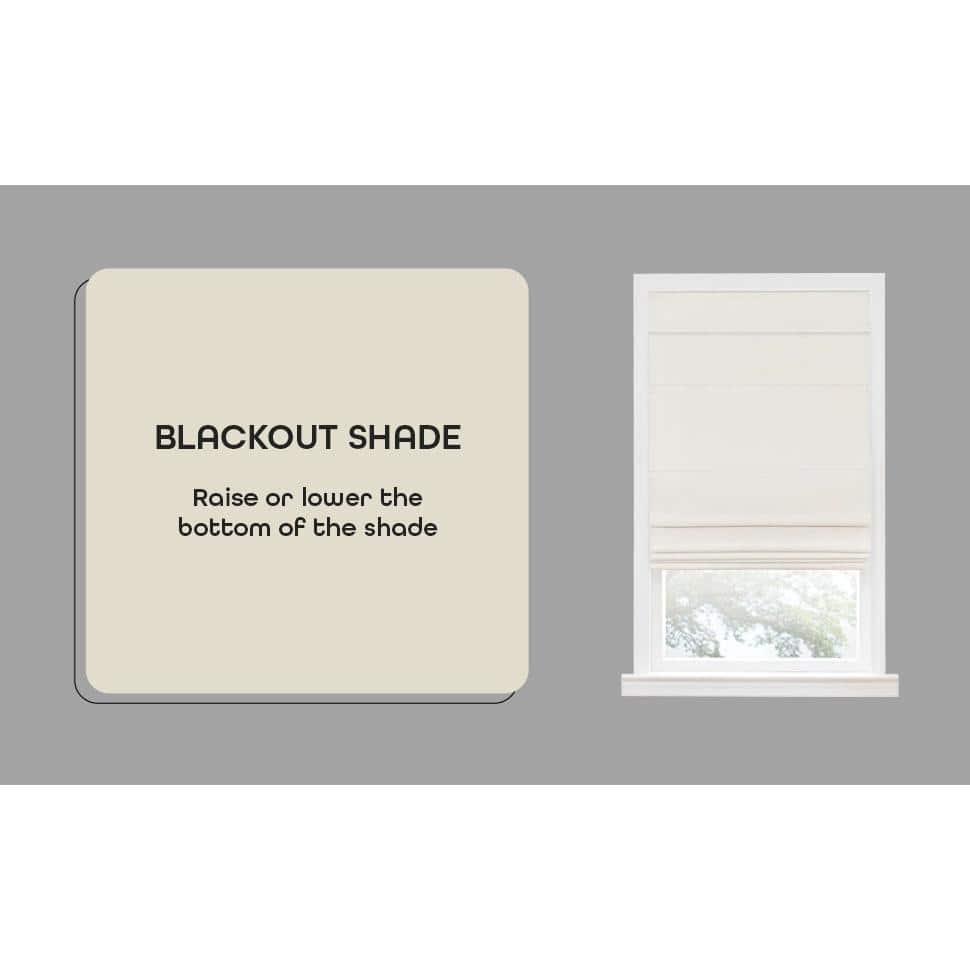 Achim Roman Indoor Cordless Ivory Polyester Blackout Window Roman Pleated Shade, 64" L x 30" W