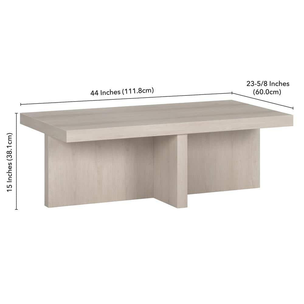 Evelyn&Zoe Contemporary High-Quality Rectangular Medium Density Fiberboard Coffee Table, Alder White