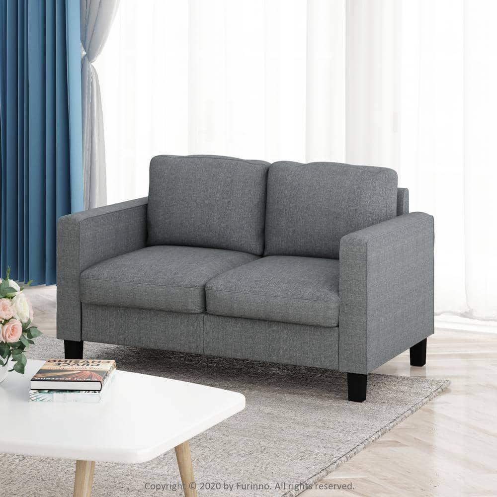 Furinno Bayonne Modern Upholstered Loveseat, Gunmetal