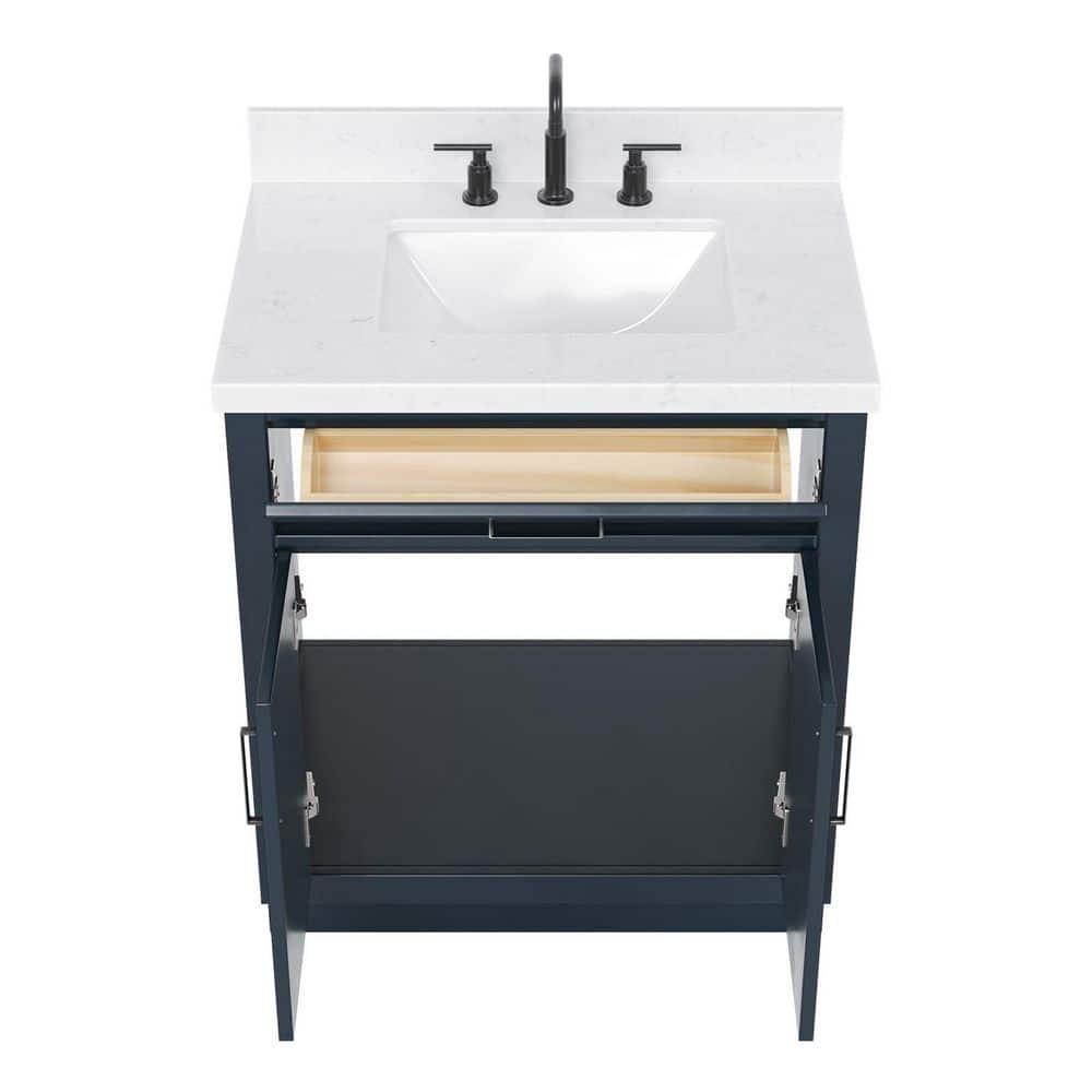 Tidworth 30.25'' Single Bathroom Vanity with Carrara Quartz Top