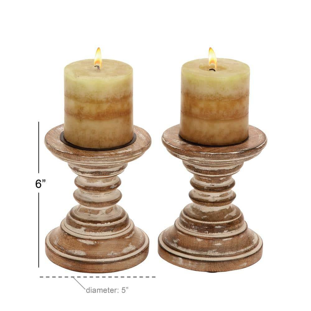 Candle Stands - Wood Candle Holder Pair